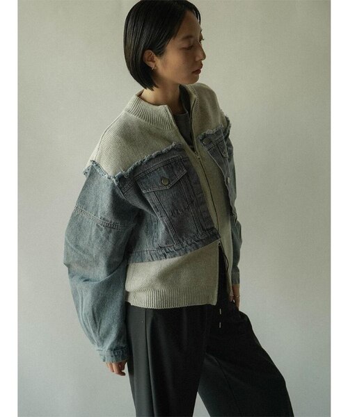 デニムニットドッキングジップアップブルゾン デニムドッキングジップアップブルゾン｜メドックの通販｜&mall