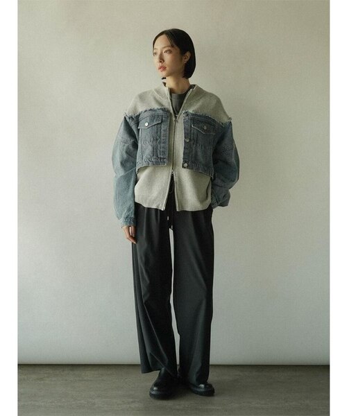 デニムニットドッキングジップアップブルゾン デニムドッキングジップアップブルゾン｜メドックの通販｜&mall