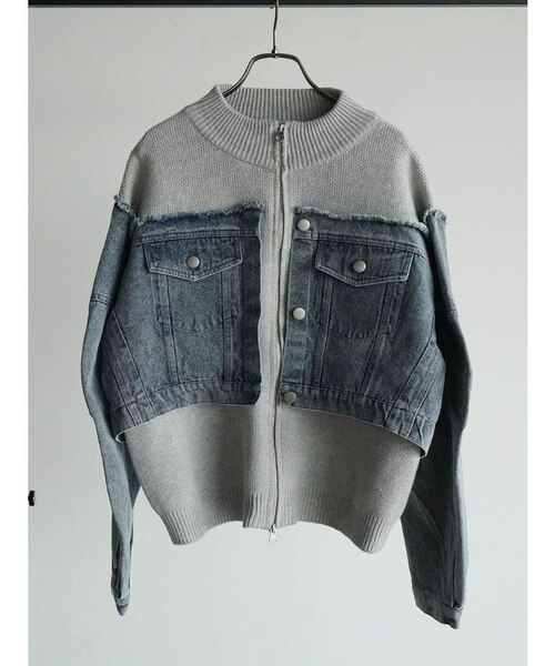 デニムドッキングジップアップブルゾン｜メドックの通販｜&mall