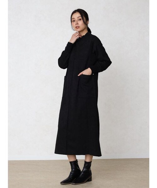 フェイクスエード×リブハイネックワンピース｜メドックの通販｜&mall
