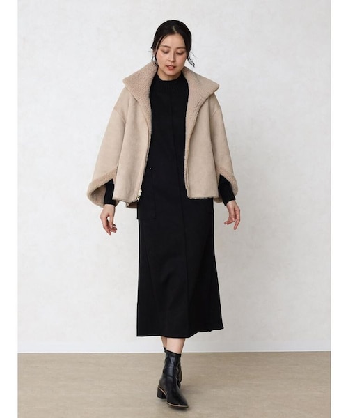 フェイクスエード×リブハイネックワンピース｜メドックの通販｜&mall