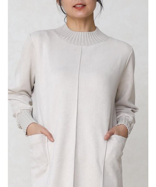 フェイクスエード×リブハイネックワンピース｜メドックの通販｜&mall