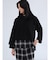 オンブレチェックロンTレイヤードニットトップス