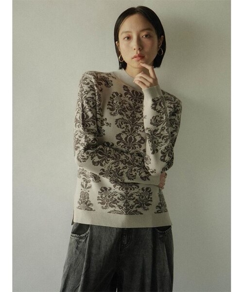 ダマスク柄ニットプルオーバー｜メドックの通販｜&mall（アンドモール