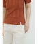 Wide rib short sleeve knit pullover