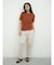 Wide rib short sleeve knit pullover
