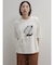 ビーズアクセントリーフプリントTシャツ