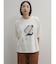 ビーズアクセントリーフプリントTシャツ