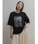 ビーズアクセントリーフプリントTシャツ