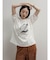 ビーズアクセントリーフプリントTシャツ