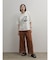 ビーズアクセントリーフプリントTシャツ