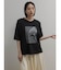 ビーズアクセントリーフプリントTシャツ