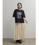 ビーズアクセントリーフプリントTシャツ