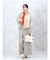 リネンライクワイドリブリラクシーパンツ（off white,beige）