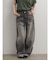 切り替えワイドストレートデニムパンツ(gray)