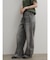 切り替えワイドストレートデニムパンツ(gray)