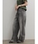 切り替えワイドストレートデニムパンツ(gray)