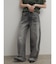 切り替えワイドストレートデニムパンツ(gray)