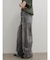 切り替えワイドストレートデニムパンツ(gray)