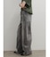 切り替えワイドストレートデニムパンツ(gray)