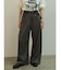 ベルト付きサイドタックスウェットワイドパンツ