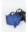 チャーム付きフェイクレザー2wayバッグ（greige,black,blue)
