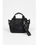 チャーム付きフェイクレザー2wayバッグ（greige,black,blue)