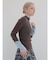 ウール混ベロアドッキング配色リブニット