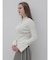 フレアスリーブモックネックリブニット