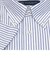 ワイシャツ 半袖 形態安定 ビズポロ ニットシャツ ボタンダウン 白×ブルーボーダーストライプ