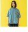 リラックスバックプリーツシャツ半袖＜ブルーレガッタストライプ＞