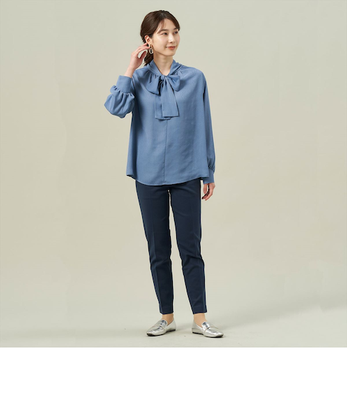 【新品】定価38,500円　DANAPARIS ボウタイ長袖カットソー　13 在庫限り】[通年]<サテン生地>YUKI TORII ボウタイ付きタック