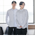 ＆リラックスバックプリーツシャツ＜ホワイトワイドストライプ＞