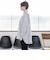 ＆リラックスバックプリーツシャツ＜ホワイトワイドストライプ＞