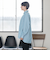 ＆リラックスバックプリーツシャツ＜ターコイズストライプ＞