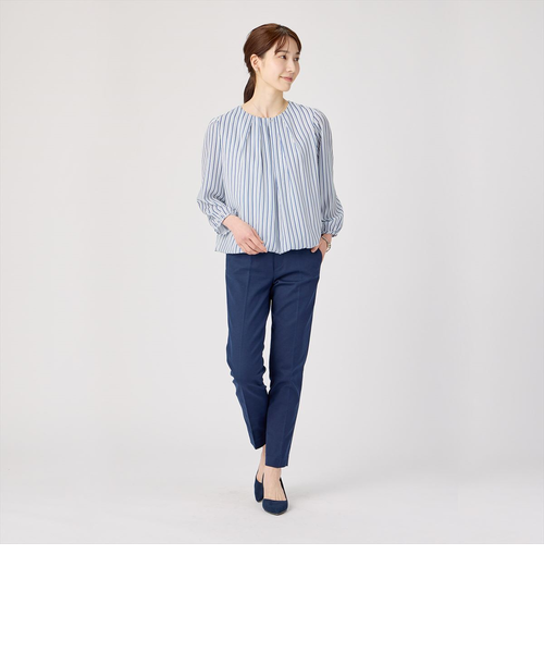 フロントタック ストライプブラウス 長袖 レディース｜トーキョー