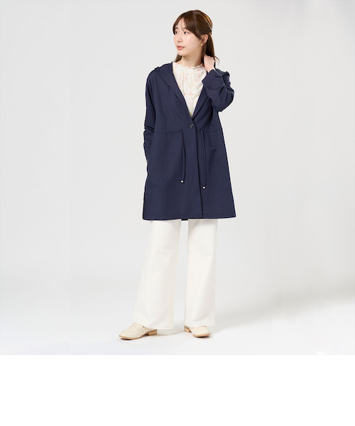 アウター ピケフードモッズコート ネイビー レディース｜トーキョー