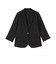 麻調合繊ジャケット 七分袖 ブラック レディース
