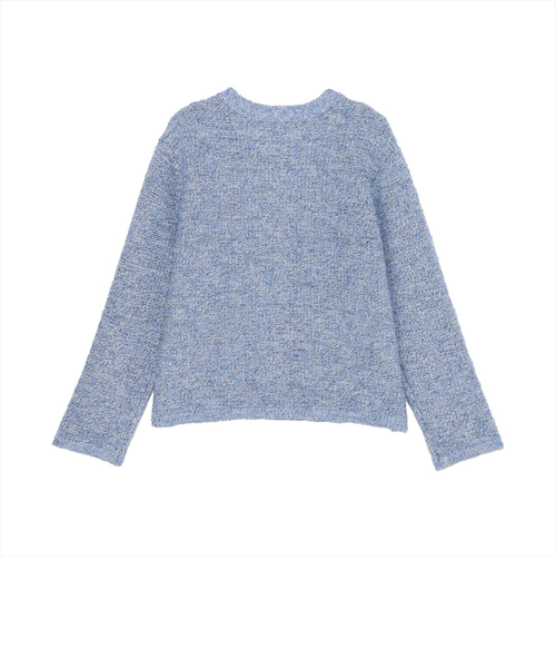 アウター ファンシーツイード風 ニット ジャケット レディース