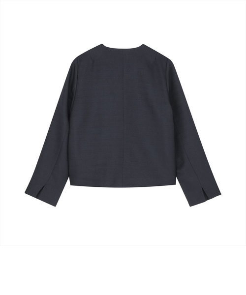 ジャケット ブッチャー織 ノーカラー 長袖 セットアップ可能