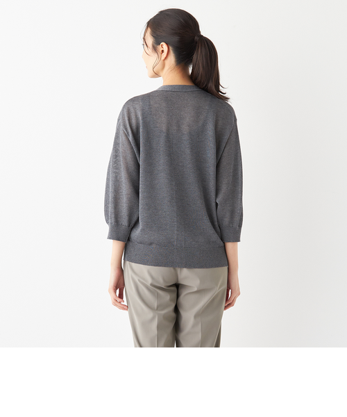 美品＊セオリーリュクス ミディ丈 カシミヤ混Vネックカーディガン 38 ゆったり 美品＊セオリーリュクス ミディ丈 カシミヤ混Vネック