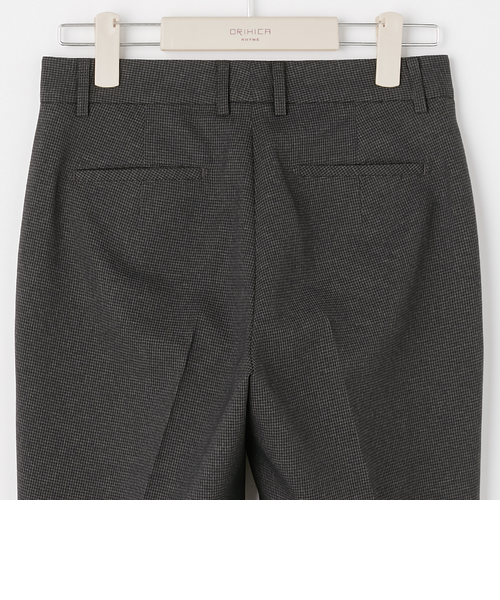 洗えるストレッチセットアップ クロップドパンツ 千鳥柄