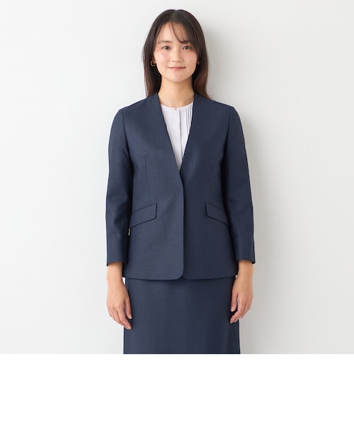 THE THIRD SUITS ノーカラージャケット 9分袖 麻調｜オリヒカの通販