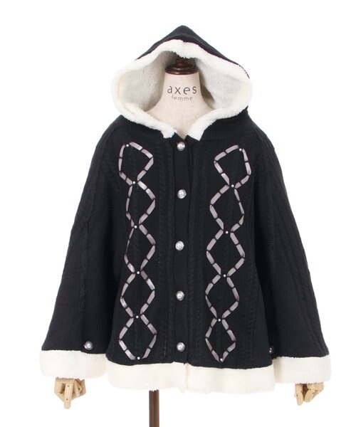 裏ボアニットポンチョ｜アクシーズファムの通販｜&mall（アンドモール