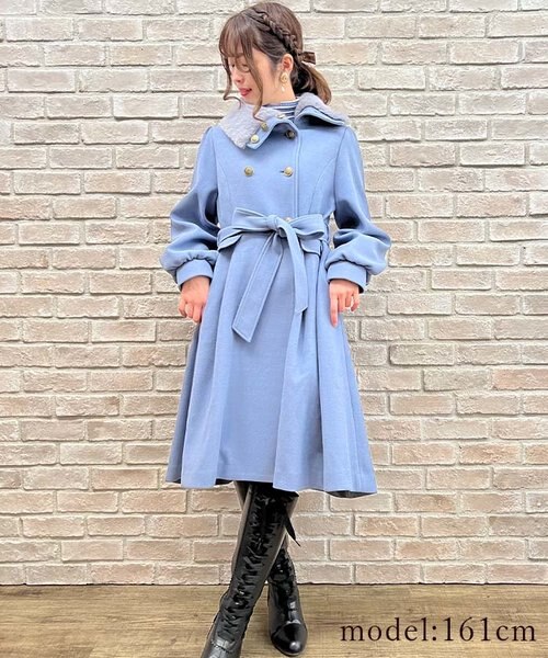【未使用】axes femme アシメナポレオンロングコート ブルー タグ付き Amazon | axes femme poetique(アクシーズファムポエティック