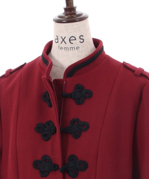 新品 axes femme チャイナ釦フレアラインコート 赤 レッド axes femme（アクシーズファム）の「チャイナ釦フレアライン