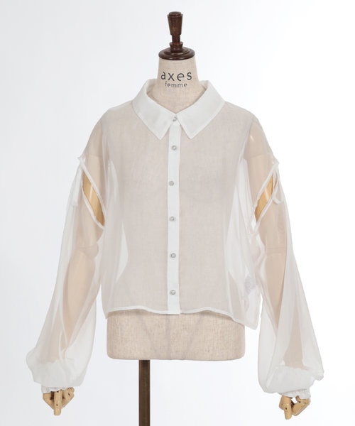 ファム 肩開きシアーシャツ｜アクシーズファムの通販｜&mall（アンド