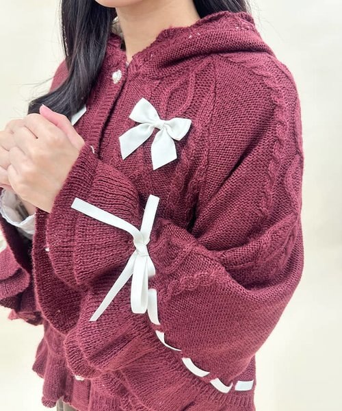 リボン裏ボアニットケープ｜アクシーズファムの通販｜&mall（アンド