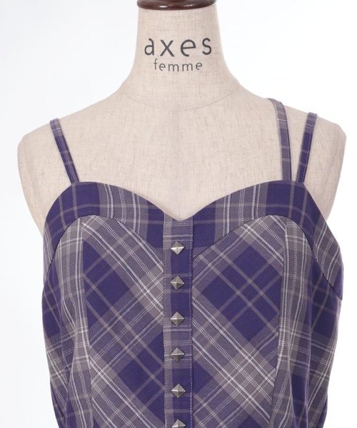 axes femme タータンチェック ジャンスカ・ベレー 2点セット ワイン axes femme タータンチェック ジャンスカ・ベレー 2点セット ワイン