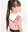 チェック柄セーラー肩開きワンピース